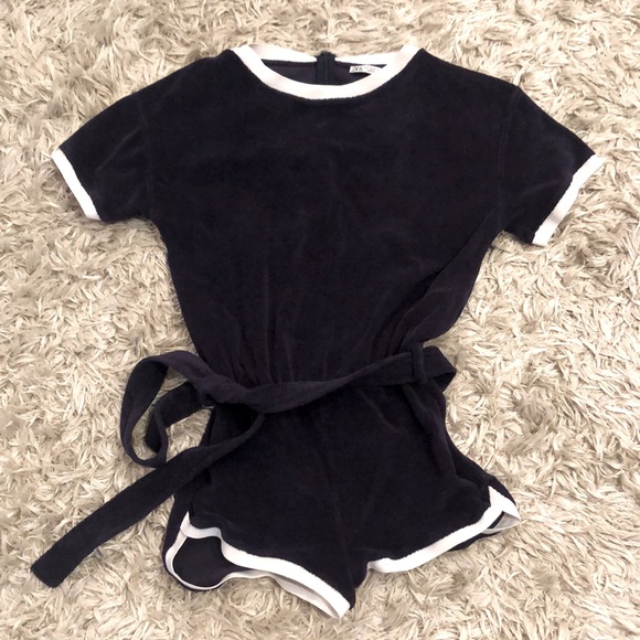 Zara Short Combination jumpsuit. Navy Blue with removable waist tie. Size S - Picture 2 of 5